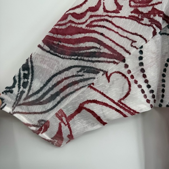 Chico’s NWT Tie-dye Look Jacquard Sheer Jacket Size 2(L) Open Front 3/4 Sleeves - Picture 5 of 11